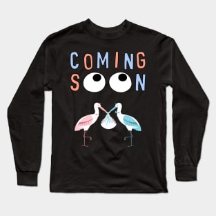 Mother's To Be, New Moms, Baby Announcement Cute, Storks, Coming Soon Design Long Sleeve T-Shirt